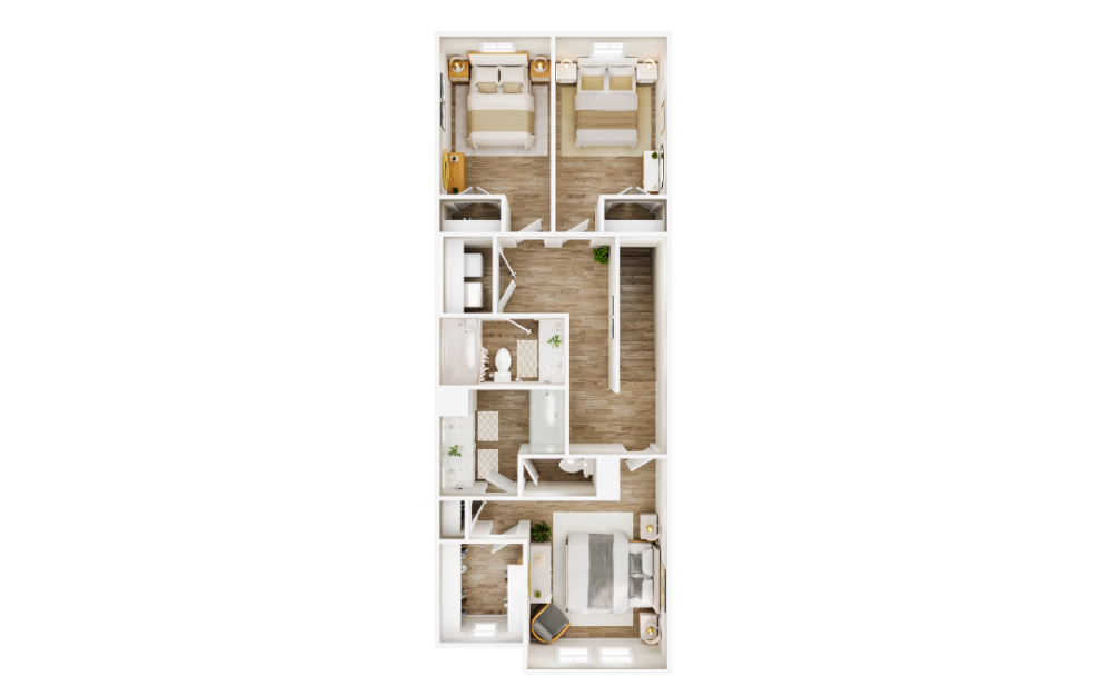 Square - Holly - 3 bedroom floorplan layout with 2.5 bathrooms and 1418 square feet (Floor 2)